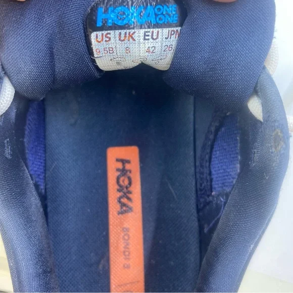 HOKA One One Bondi 8 Running Shoes Navy Teal Orange Women’s Size 9.5 - Picture 11 of 12